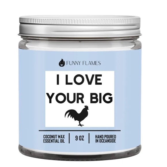 Men! Funny Flames I Love Your Big Rooster Chicken C*ck Humorous Gag Gift Candle - Picture 2 of 3